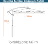 Ombrelone Lateral Tahiti Fratini 300 Cm Aluminio Cinza Capa Poliéster Base Lateral Hdpe - 4