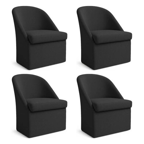 Kit 4 Poltronas Decorativas Malli Boucle - Pallazio Cor:Preto