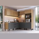 Ver imagem 2 de Cozinha Modulada Completa Angico Quiditá 9 Peças Marrom Grafite