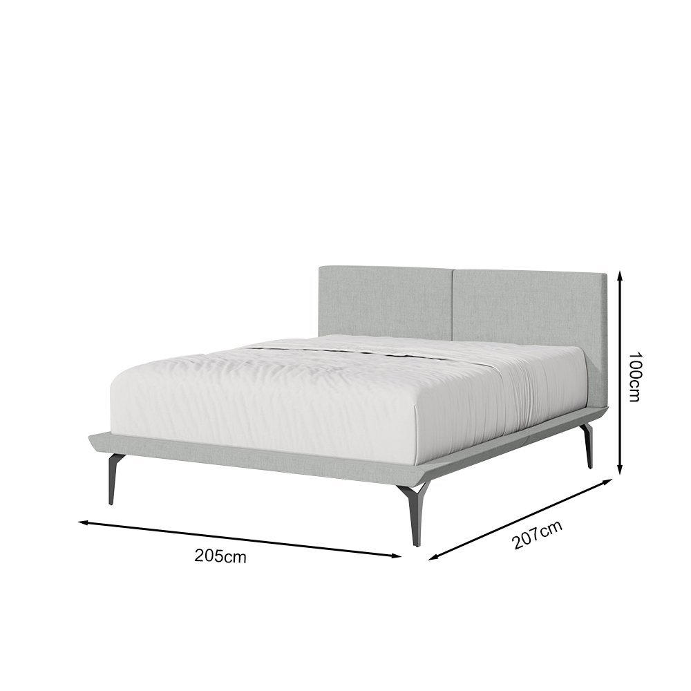 Cama Japonesa Toquio King com Cabeceira Almofada Linho Cinza - Luxo Estofados - 4