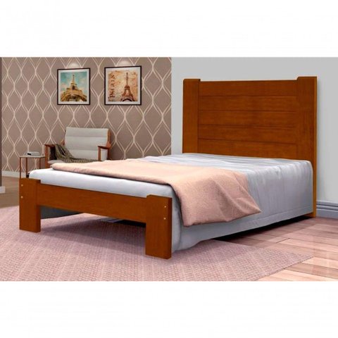 Cama de Solteiro Malbec de Madeira Maciça Angelim Pedra/tauari - Cor Castanho