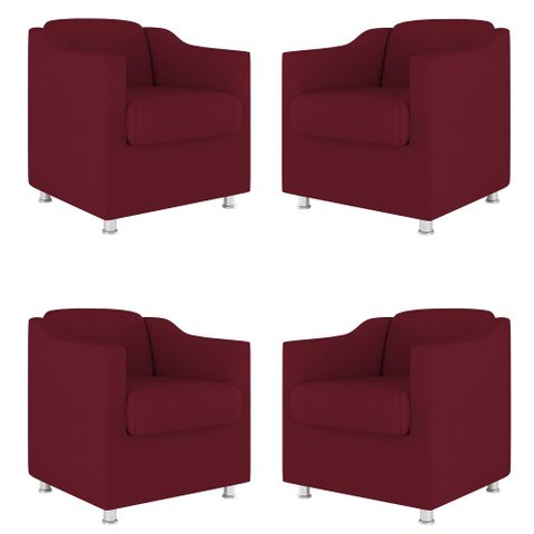 Kit 04 Cadeira Poltrona Tilla Recepção Hospital - V8 Decor:marsala