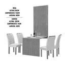 Ver imagem 3 de Mesa de Jantar Cancun 1,20 X 0,90 Tampo Vidro Off White com 04 Cadeiras com Painel Ripado Cinamomo