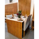 Ver imagem 2 de Mesa de Jantar Cancun 1,20 X 0,90 Tampo Vidro Off White com 04 Cadeiras com Painel Ripado Cinamomo
