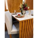 Ver imagem 4 de Mesa de Jantar Cancun 1,20 X 0,90 Tampo Vidro Off White com 04 Cadeiras com Painel Ripado Cinamomo