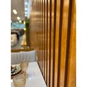 Ver mais imagens de Mesa de Jantar Cancun 1,20 X 0,90 Tampo Vidro Off White com 04 Cadeiras com Painel Ripado Cinamomo