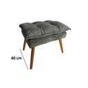 Ver imagem 5 de Puff Cinza Retangular Estofado Decorativo Com Pés Retrô - Big Shops Móveis
