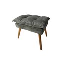 Ver imagem 3 de Puff Cinza Retangular Estofado Decorativo Com Pés Retrô - Big Shops Móveis