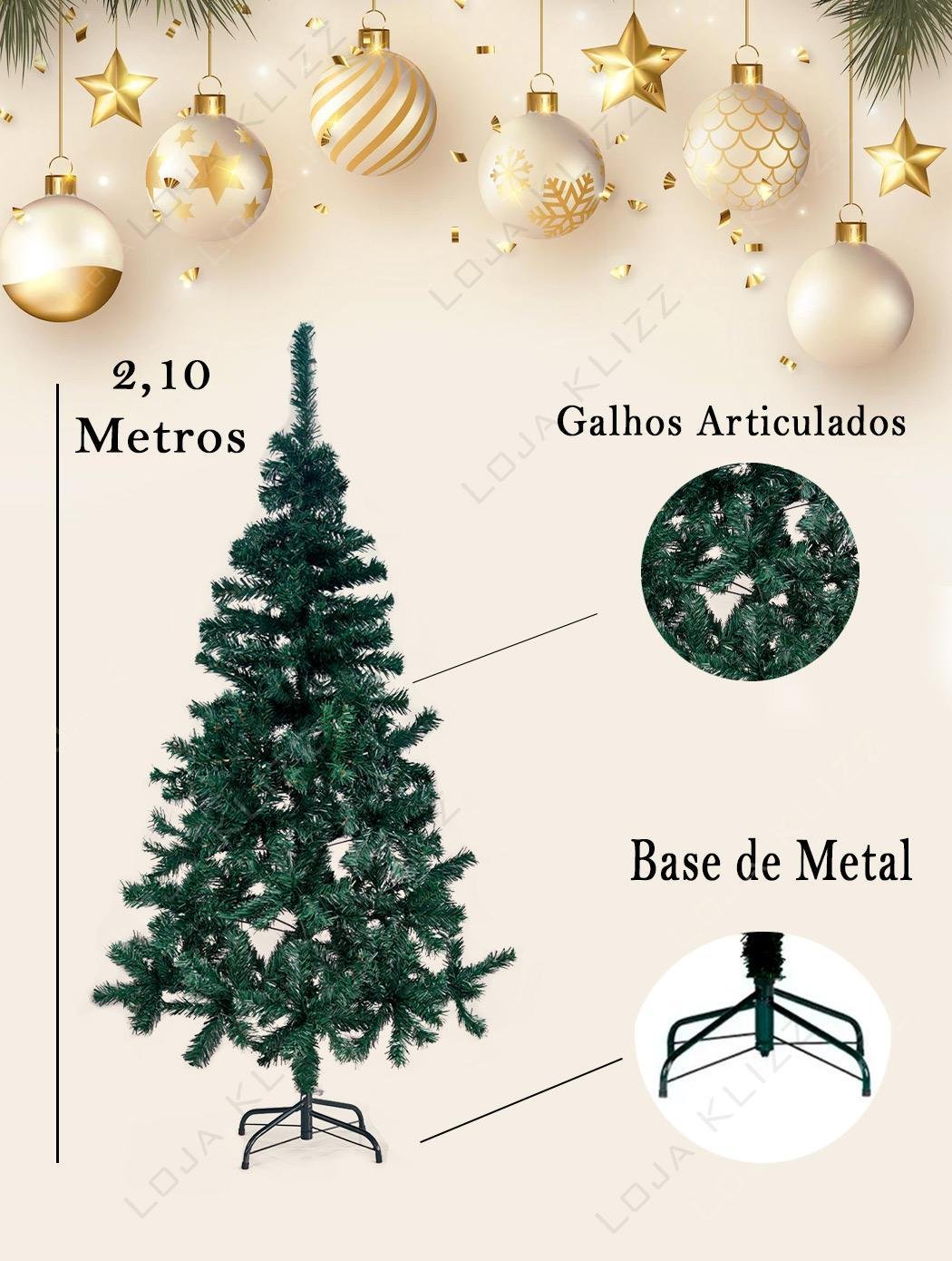 Arvore de Natal 2,10 Metros 450 Galhos Cheia Pinheiro Luxo - 2