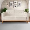 Sofa Beny 3 Lugares Linho Bege Soft Encosto Inclinado Madeira Prima Deccor - 1