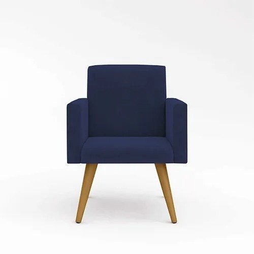 Poltrona Decorativa Nina Cadeira Escritório Recepção Suede Azul Marinho - 2