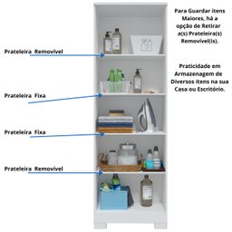 Kit 2 Armário Multiúso 2 Portas com Chave Lavanderia Cozinha Escritório 100% MDF Faura Móveis - Bran - 7