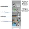 Kit 2 Armário Multiúso 2 Portas com Chave Lavanderia Cozinha Escritório 100% MDF Faura Móveis - Bran - 7