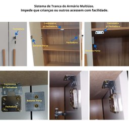 Kit 2 Armário Multiúso 2 Portas com Chave Lavanderia Cozinha Escritório 100% MDF Faura Móveis - Bran - 5