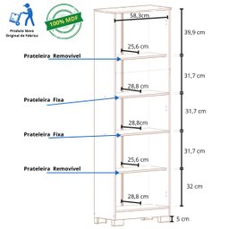 Kit 2 Armário Multiúso 2 Portas com Chave Lavanderia Cozinha Escritório 100% MDF Faura Móveis - Bran - 9
