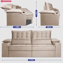 Ver imagem 4 de Sofá Retrátil e Reclinável 2,10m Verona com Porta Copos Velupluma Bege Cama Inbox