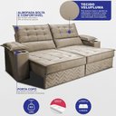 Ver imagem 3 de Sofá Retrátil e Reclinável 2,10m Verona com Porta Copos Velupluma Bege Cama Inbox