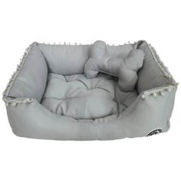Cama Pet Cinza Cachorro P Almofada Cinza Caminha com Ziper Mini Brinquedo P - 1