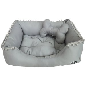 Cama Pet Cinza Cachorro P Almofada Cinza Caminha com Ziper Mini Brinquedo P
