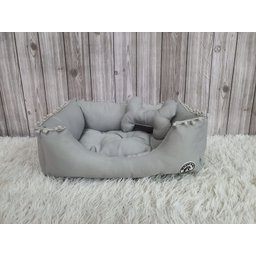 Cama Pet Cinza Cachorro P Almofada Cinza Caminha com Ziper Mini Brinquedo P - 3