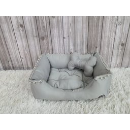 Cama Pet Cinza Cachorro P Almofada Cinza Caminha com Ziper Mini Brinquedo P - 6