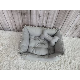 Cama Pet Cinza Cachorro P Almofada Cinza Caminha com Ziper Mini Brinquedo P - 5