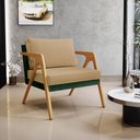Ver imagem 2 de Poltrona Decorativa Para Sala Estar Pietra L02 Facto Verde Musgo Linho Bege Escuro - Lyam Decor