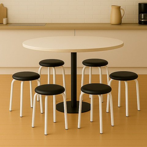 Banqueta Cozinha Baixa Empilhável Industrial Kit 6 Jully Branco/preto D03 - D’Rossi