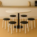 Ver imagem 1 de Banqueta Cozinha Baixa Empilhável Industrial Kit 6 Jully Branco/preto D03 - D’Rossi