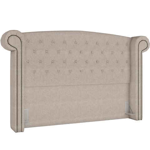 Cabeceira Cama Box King com Tachas 195 cm Sofia P05 Linho Cru - Lyam Decor
