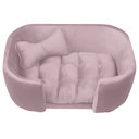 Ver imagem 2 de Cama para Cachorro Pet Sofá Gato Pé Palito Caminha Confortável com Almofada Veludo Rosê