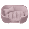 Cama para Cachorro Pet Sofá Gato Pé Palito Caminha Confortável com Almofada Veludo Rosê - 2