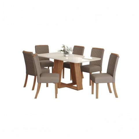 Mesa Jantar Lins 180 6 Cadeiras Malu Amendoa - Henn