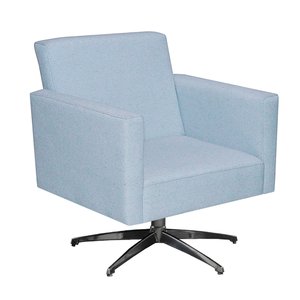 Poltrona Decorativa Jade Base Giratória de Alumínio Para Escritório Linho Cinza