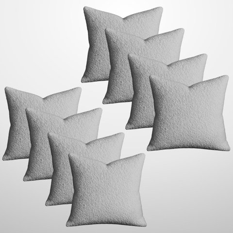 Kit 8 Capas de Almofada Bouclé 50x50 Decorativa Cinza Claro