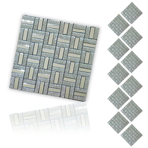 Pastilha de Vidro Kit 11 Uni Adesiva Parede Sala Cozinha Banheiro Facil Aplicacao Decorativa Moderna