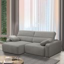 Ver imagem 1 de Sofá Decorativo Sala de Estar Ibiza 4 Lugares 280cm Reclinável e Retrátil Bouclê Cinza G89