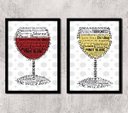 Ver imagem 1 de Kit 2 Quadros Vinho Branco E Vinho Tinto 45x34cm - com vidro:Madeira branca