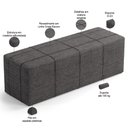 Ver imagem 6 de Kit Cabeceira Cama Box Casal 140cm com Calçadeira Roma W01 Linho Cinza Escuro - Lyam