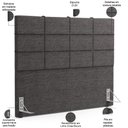 Ver imagem 5 de Kit Cabeceira Cama Box Casal 140cm com Calçadeira Roma W01 Linho Cinza Escuro - Lyam