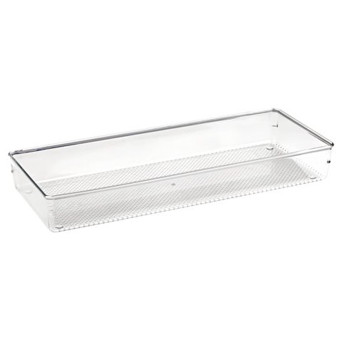 KIT 2 Cestas Organizadoras Gaveta Armário MULTIUSO 2,5 Litros 38,3x15,4x5,6 cm CRISTAL 1580 PLASVALE