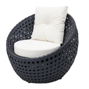 Poltrona de Varanda em Alumínio e Fibra Sintética Moveis de Area Externa - Azul Branco