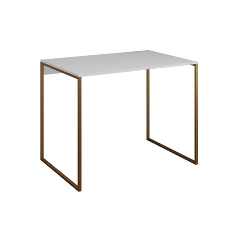 Mesa para Escritório Industrial Base Ferro Dourado Tampo Mdp Branco 90x50