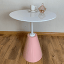 Ver imagem 2 de Mesa de Apoio Cone Velt Redonda 70 Cm Tampo Laca Branca Base Rosa Tampo Laca Branca Base Rosa Person