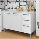 Ver imagem 2 de Balcao com Tampo 3p 2g 120 Cm Mad Versalhes Branco Supremo Ktp