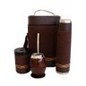 Kit chimarrão mateira marrom camurça, garrafa térmica 0,95L, cuia coquinho, bomba inox e porta - 1