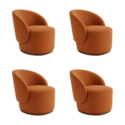 Kit 4 Poltronas Orgânicas Decorativas Premium para Recepção Clínica em Bouclê Italiano Terracota