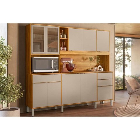 Cozinha Compacta Pleno 10 Portas 3GAVS Cinamon/Nude Demóbile