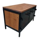 Ver imagem 3 de Aparador Baixo com 2 Portas de Ferro Modelo Industrial - Metalon e Madeira Maciça