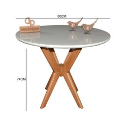 Mesa Sala de Jantar Pandora Tampo Laqueado com Vidro 80cm Off White - 3